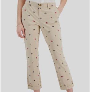Tommy Hilfiger Women's Beige Logo Print Chino Pants
